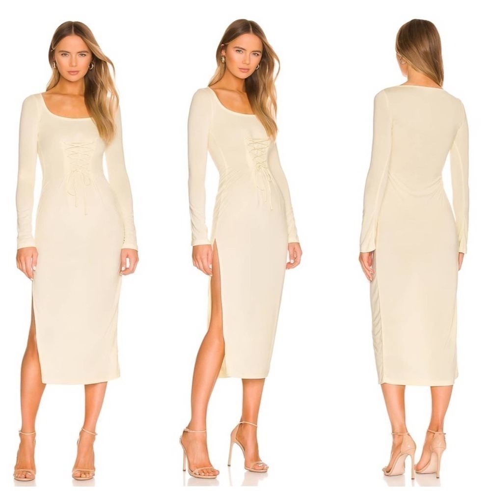 ❤️Song of Style Jovi Midi Dress in Mellow Yellow Size M